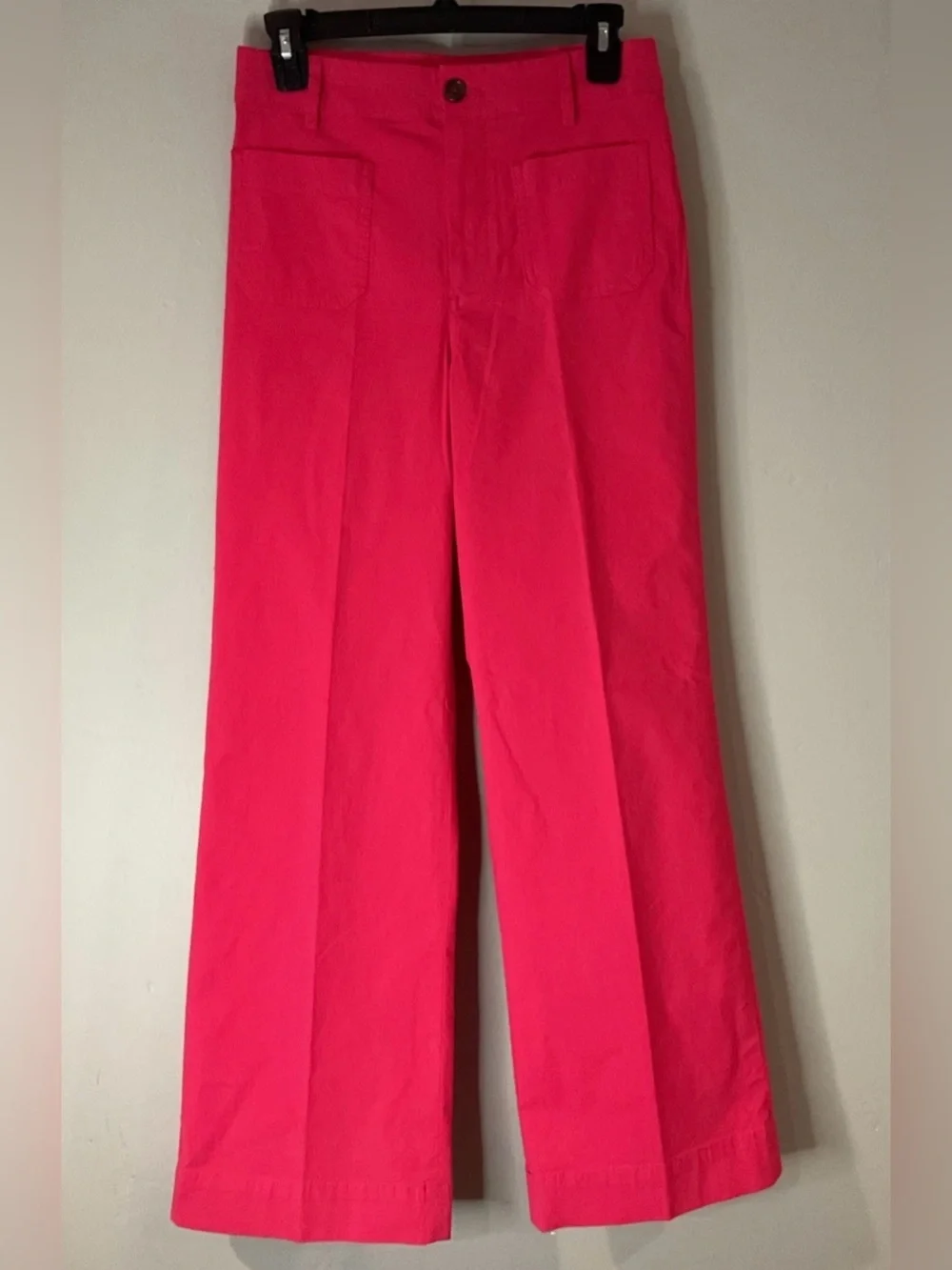 J.Crew Women’s Lizzie Wide Leg High Rise Linen Blend Jeans/Pants Hot Pink Sz 25